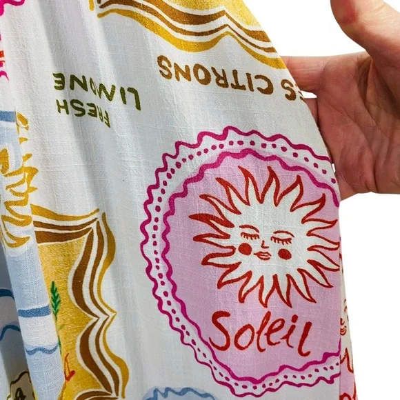 Paper Hearts Citron Amalfi Soleil Linen Blend Coastal Maxi Dress Size L - Picture 6 of 9